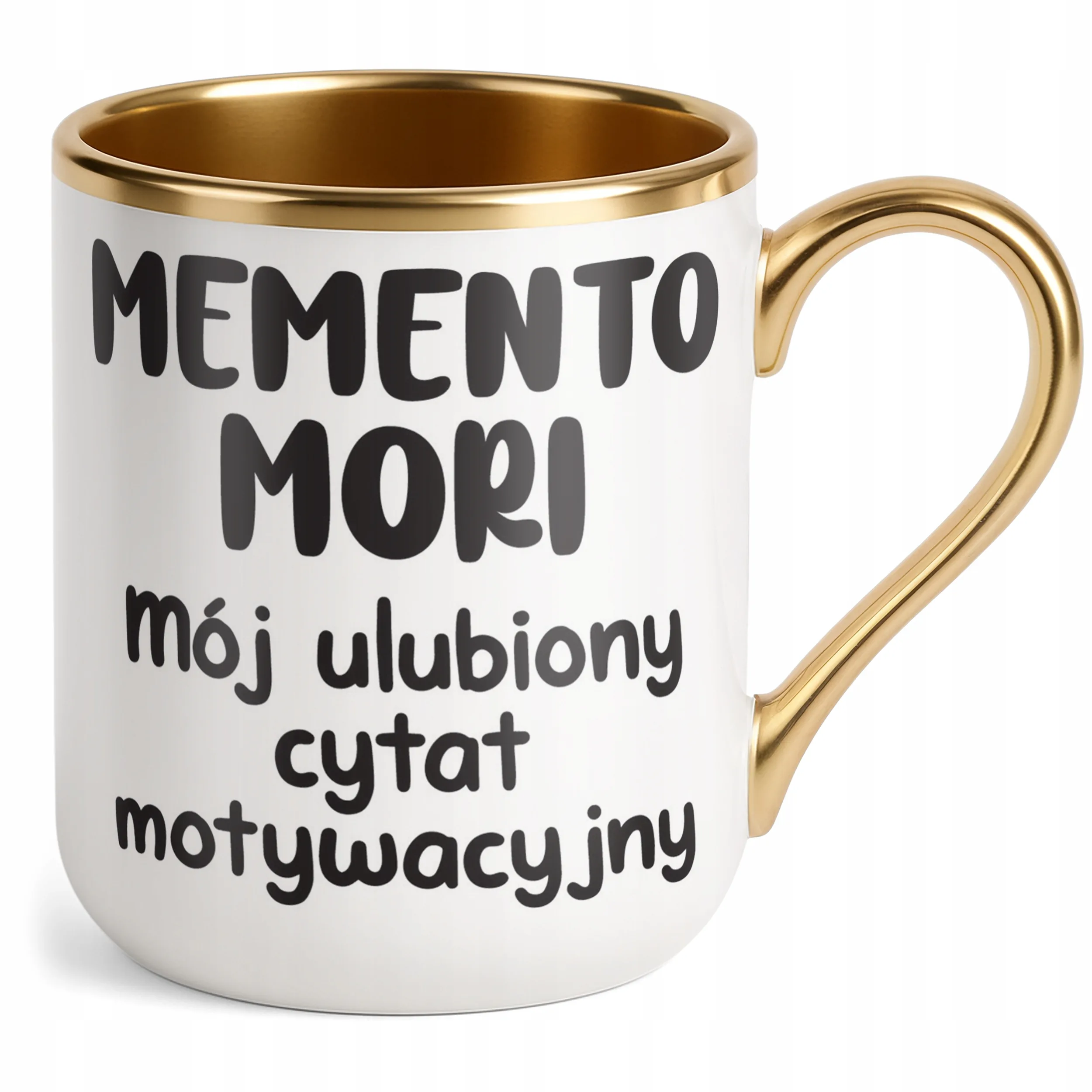 Kubek Premium Złoty Memento Mori Cytat Motwywacyjny Śmieszny Zabawny
