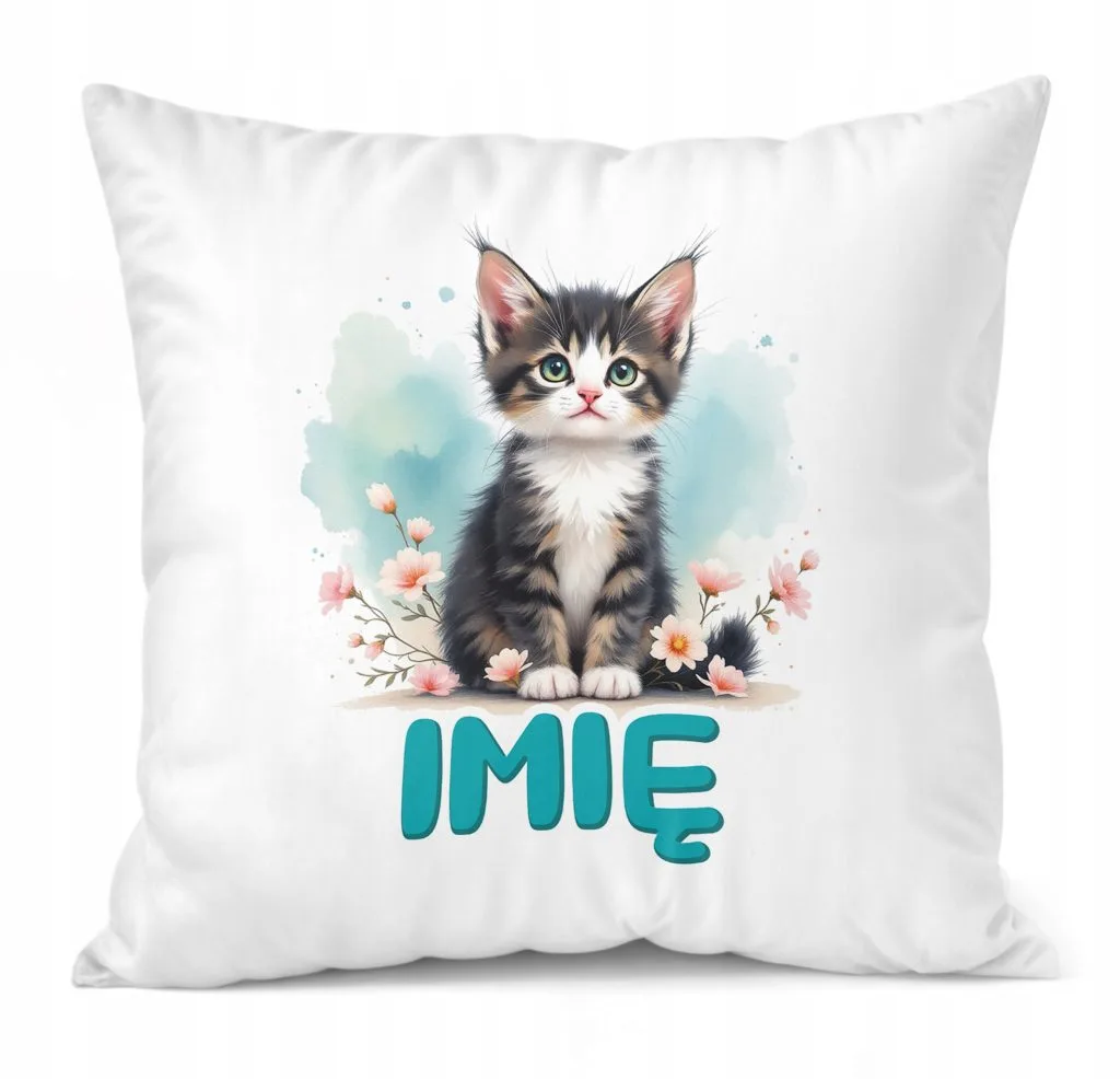 Poduszka 38x38cm Personalizowana Kot Kotek Zwierzak Słodki Dla Dzieci