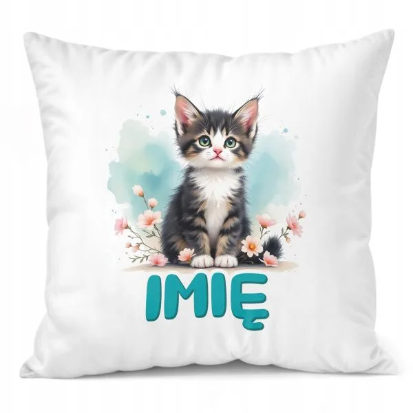 Poduszka 38x38cm Personalizowana Kot Kotek Zwierzak Słodki Dla Dzieci