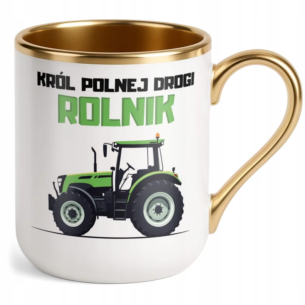 Kubek Premium Złoty Rolnik Dla Rolnika Traktor Zabawny Prezent