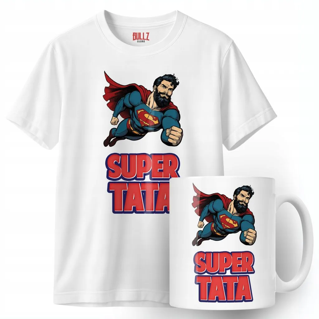 Zestaw Kubek + Koszulka Dzień Ojca Dla Taty Super Tata Prezent