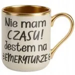 Kubek Premium Złoty Ecru Z okazji Emerytury Dla Emeryta Emerytki Prezent