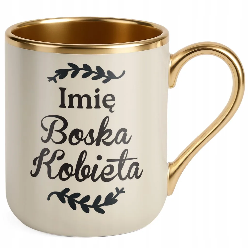 Kubek Premium Złoty Ecru Personalizowany Dzień Kobiet Zabawny