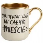 Kubek Premium Złoty Ecru Personalizowany Dzień Kobiet Zabawny