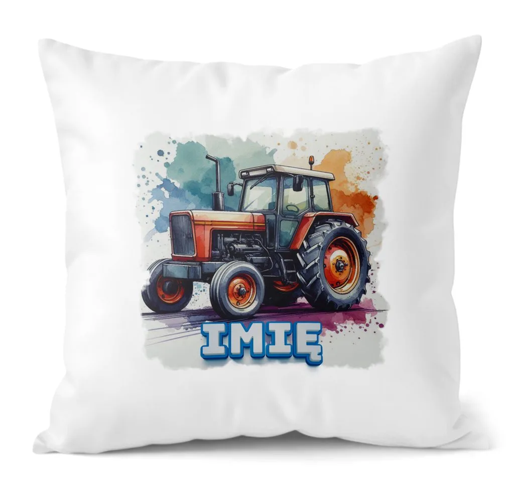 Poduszka 38×38 cm z Imieniem Traktor Farma dla dziecka