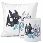 Zestaw Personalizowany Kubek + Poduszka 38×38 cm Szczerbatek Dla Dzieci