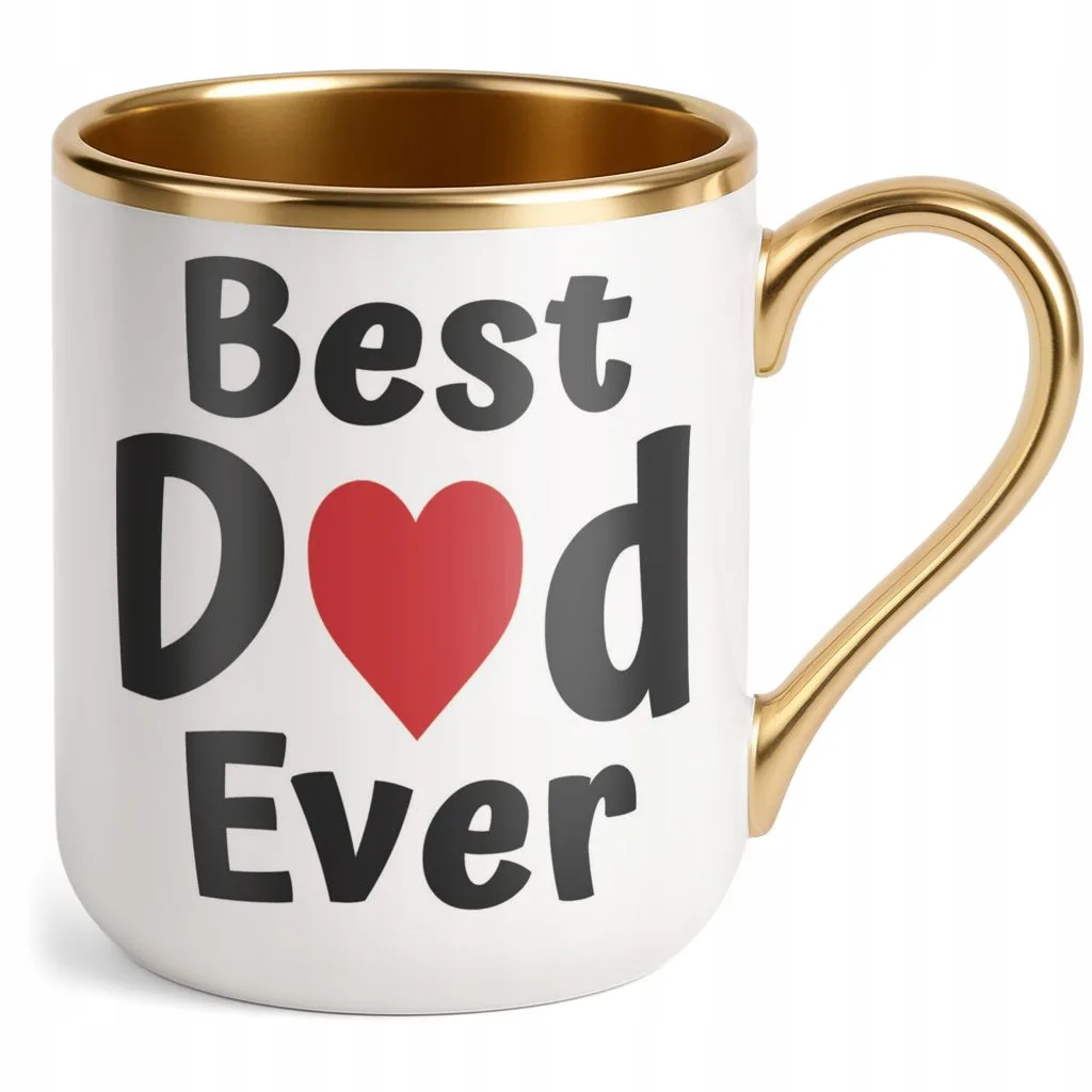 Kubek Premium Złoty Dzień Ojca Best Dad Ever Upominek Dla Taty