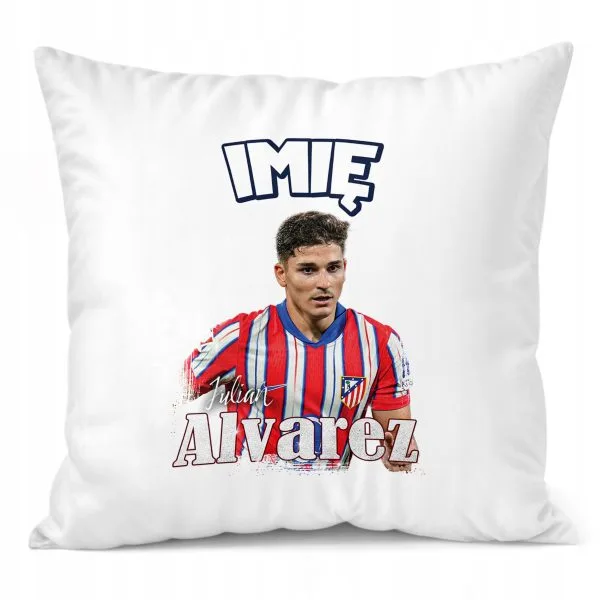 Poduszka personalizowana 38x38cm Julián Álvarez dla kibiców Atlético Madryt