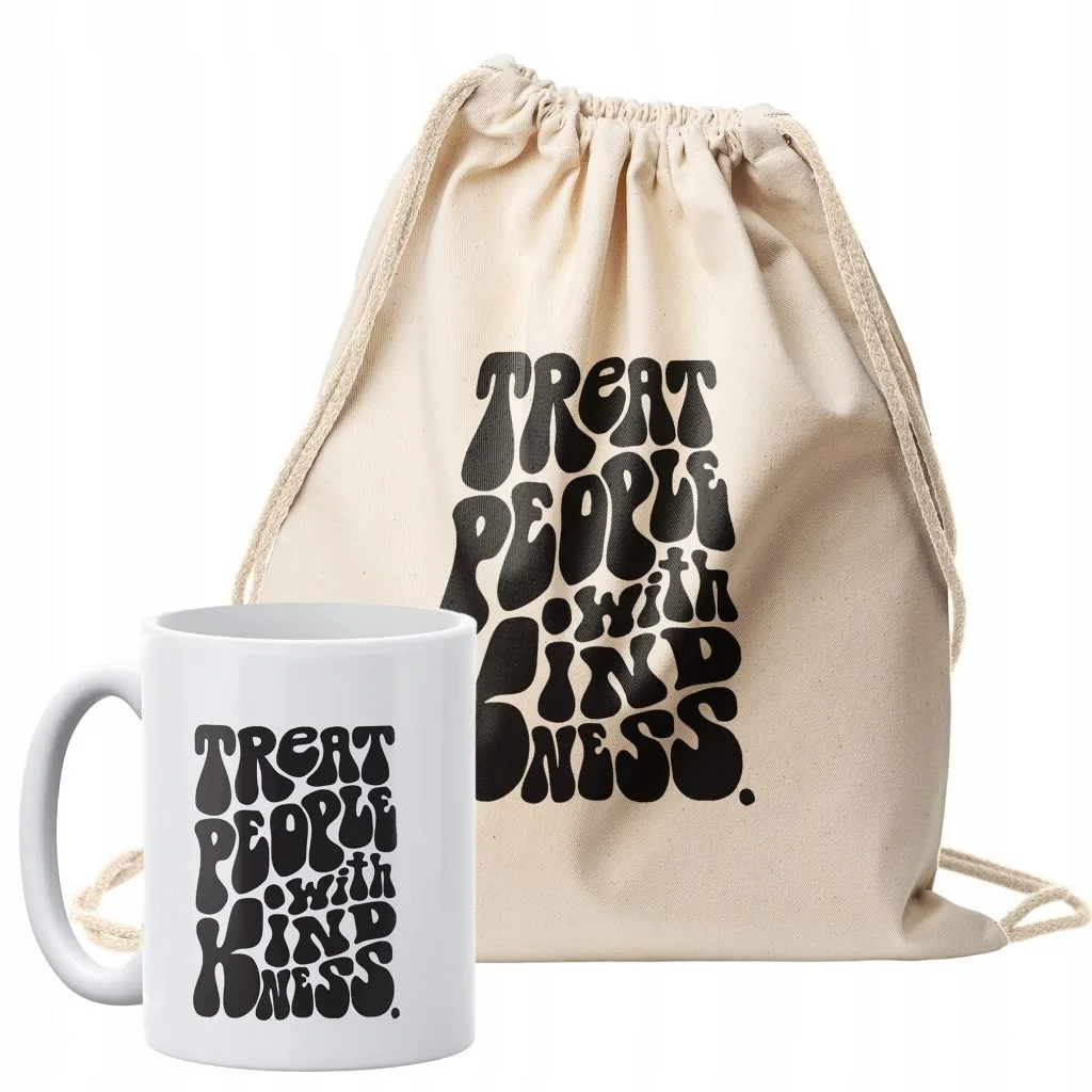 Zestaw plecak bawełniany + kubek Harry Styles Treat People With Kindness