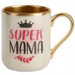 Kubek Premium Złoty Ecru Dzień Matki Dla Mamy Prezent Upominek Super Mama
