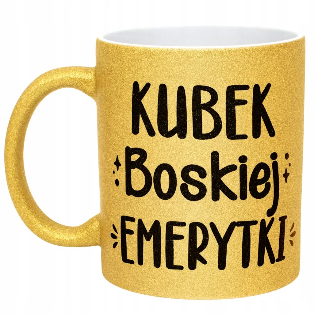 Złoty kubek brokatowy Z okazji Emerytury Dla Emerytki Prezent