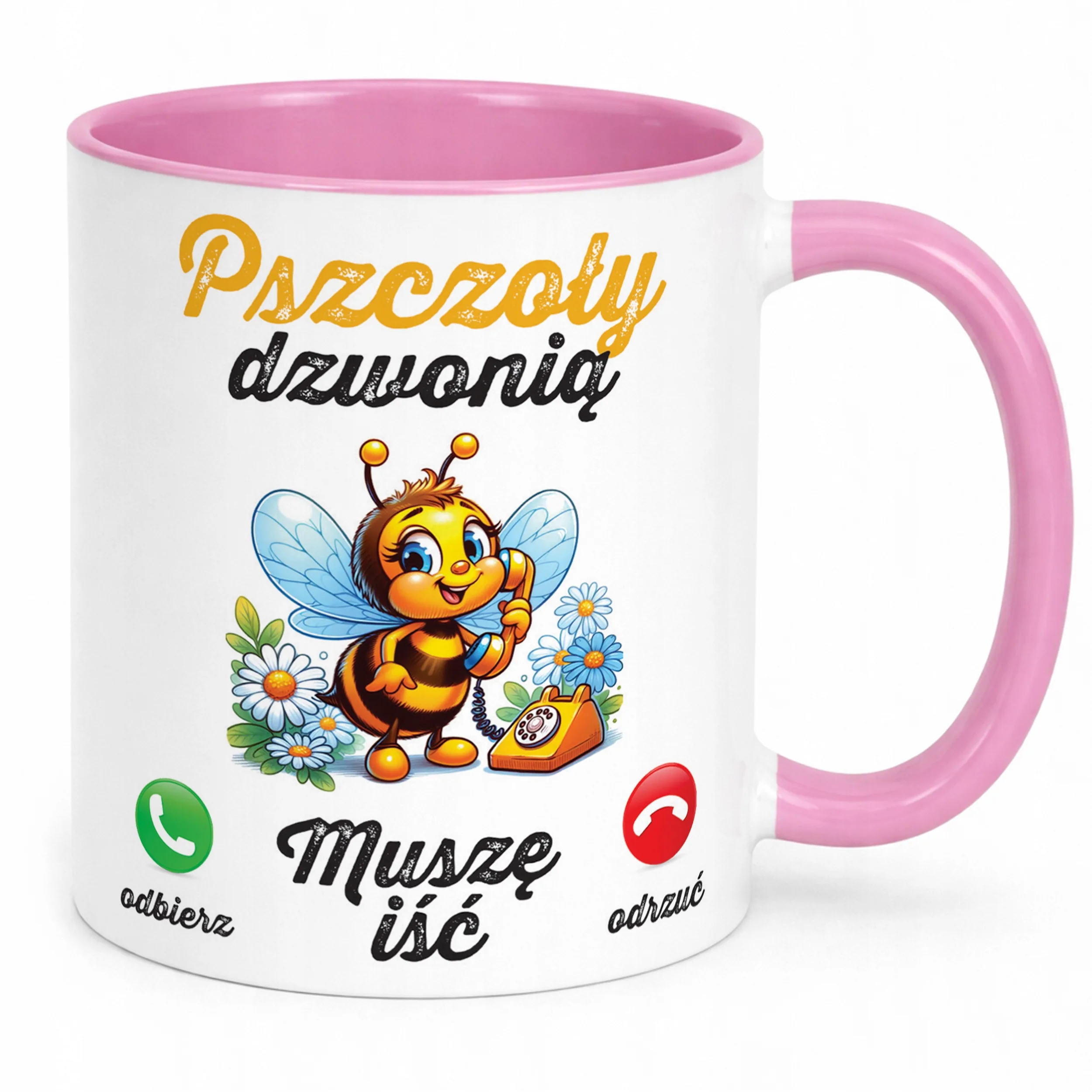 Kubek Różowy Dla Pszczelarza Pszczoły Pasieka Prezent Upominek