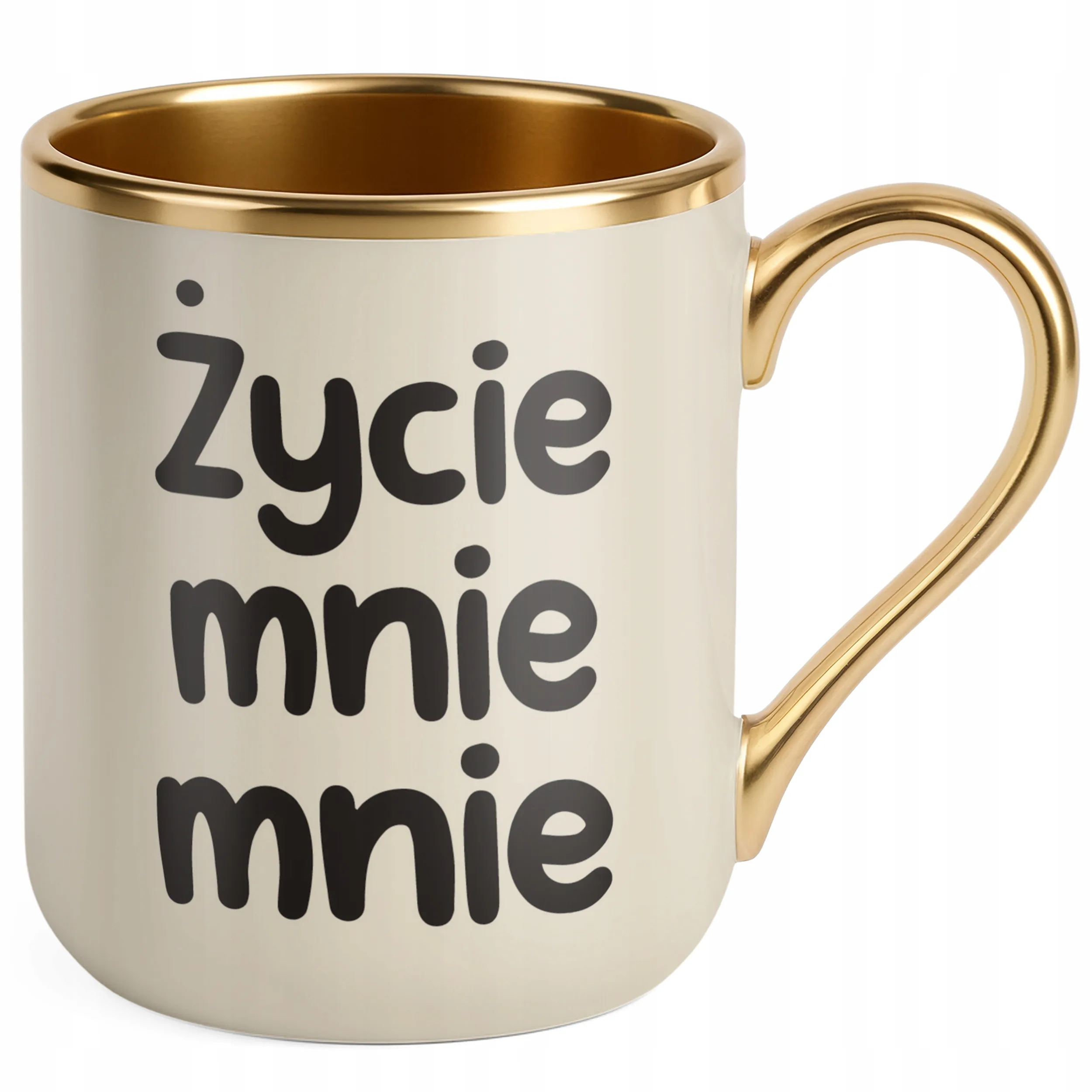Kubek Premium Złoty Ecru Życie Mnie Mnie Śmieszny Zabawny