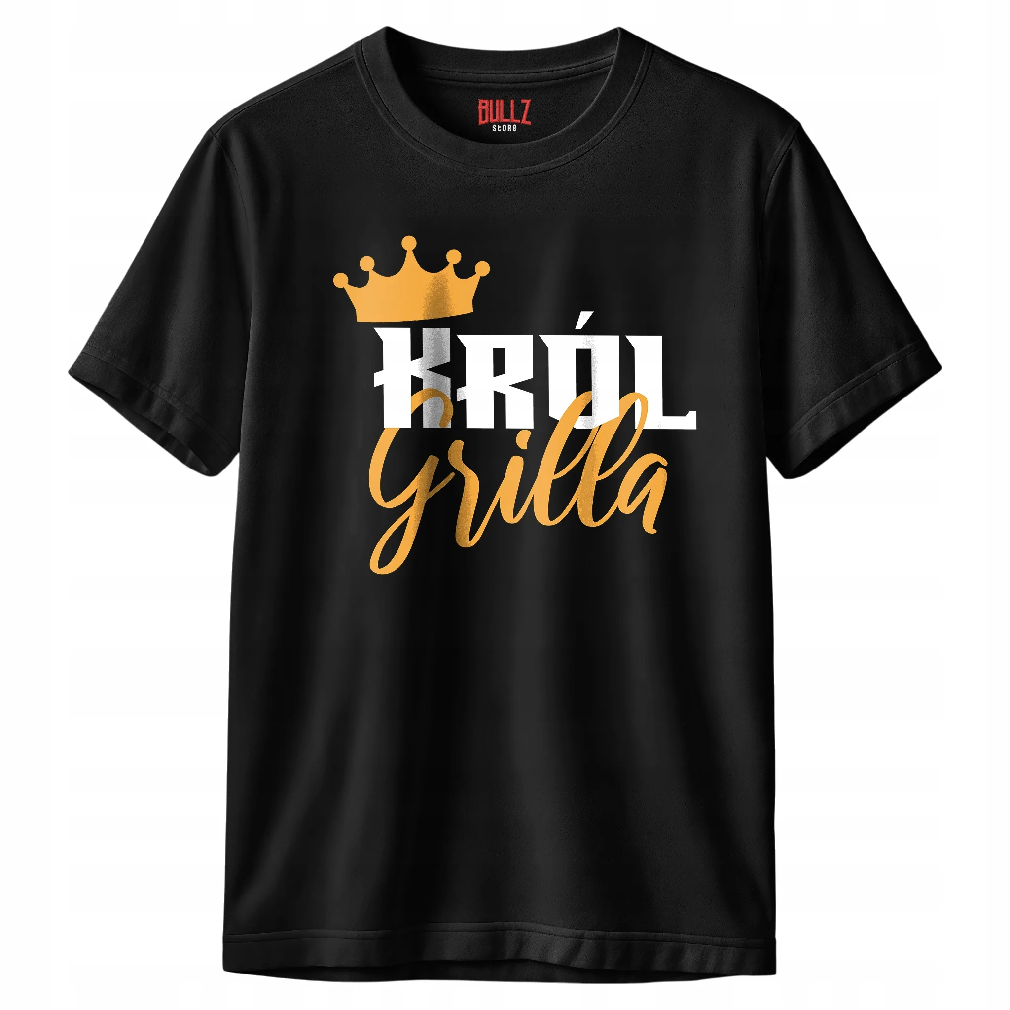 Koszulka czarna męska Król Grilla Zabawny Prezent r. 3XL