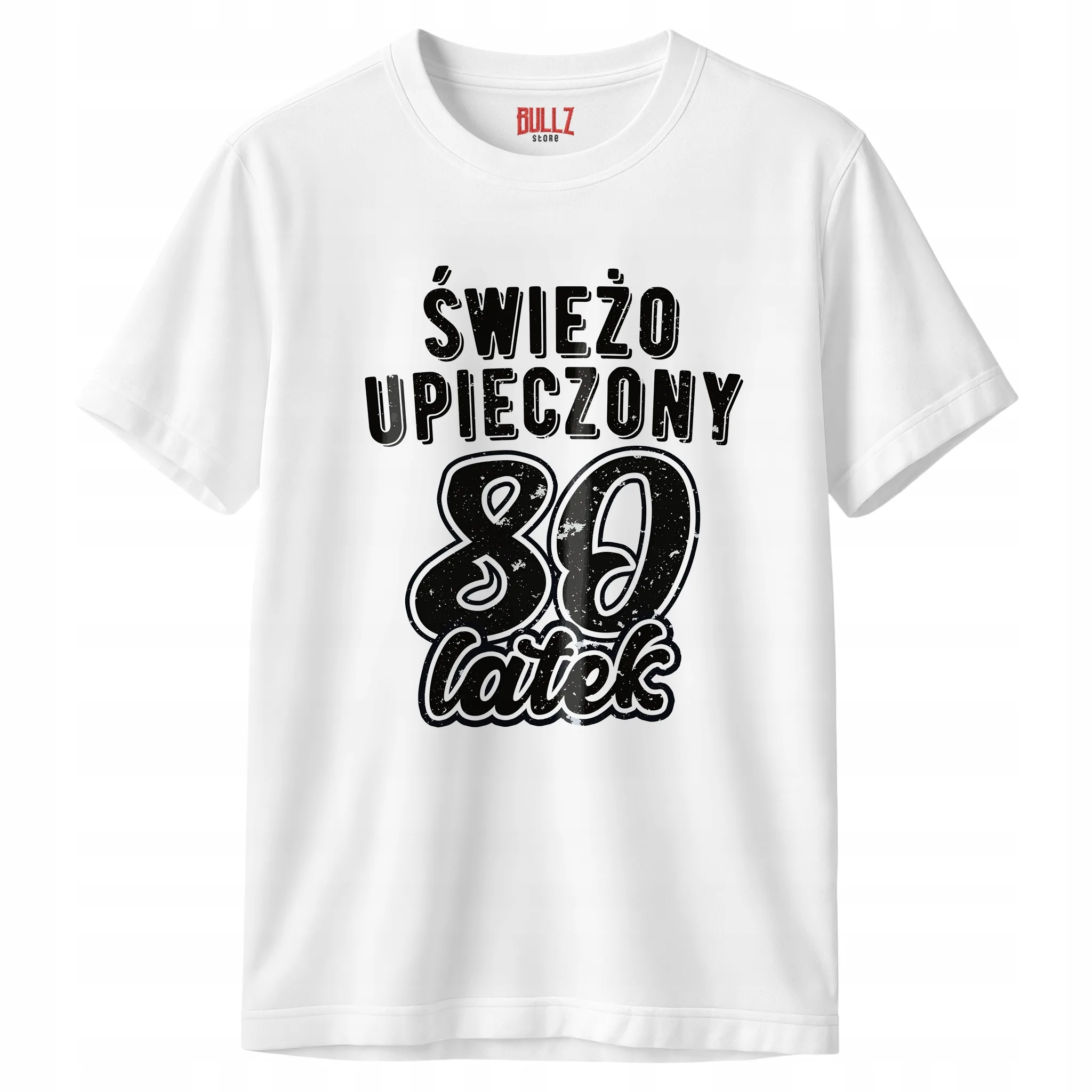 Koszulka biała męska Świeżo Upieczony 80 Urodziny Prezent r. 3XL