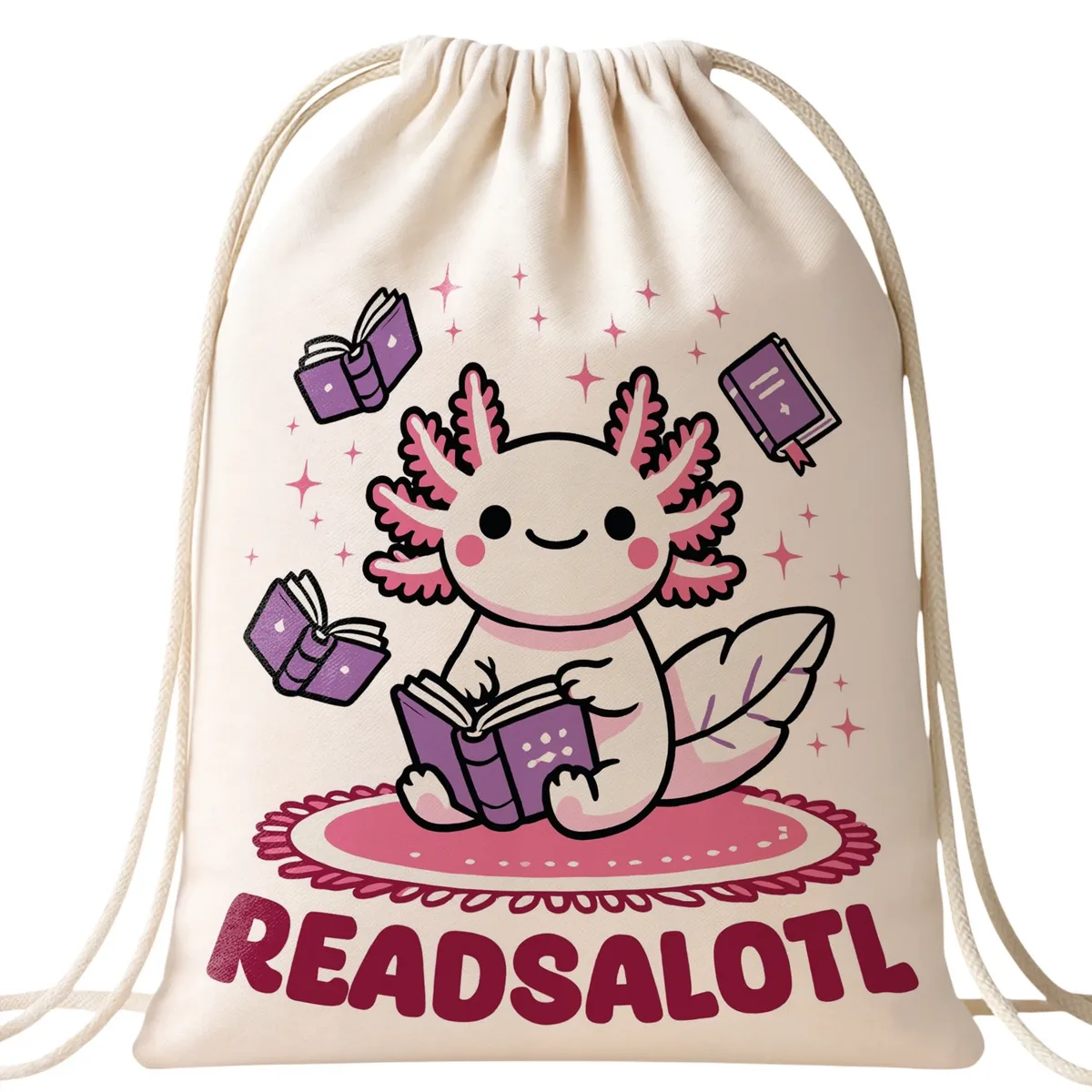 Workoplecak bawełniany ecru Aksolotl Axolotl Mine craft Różowy Zwierzak OK