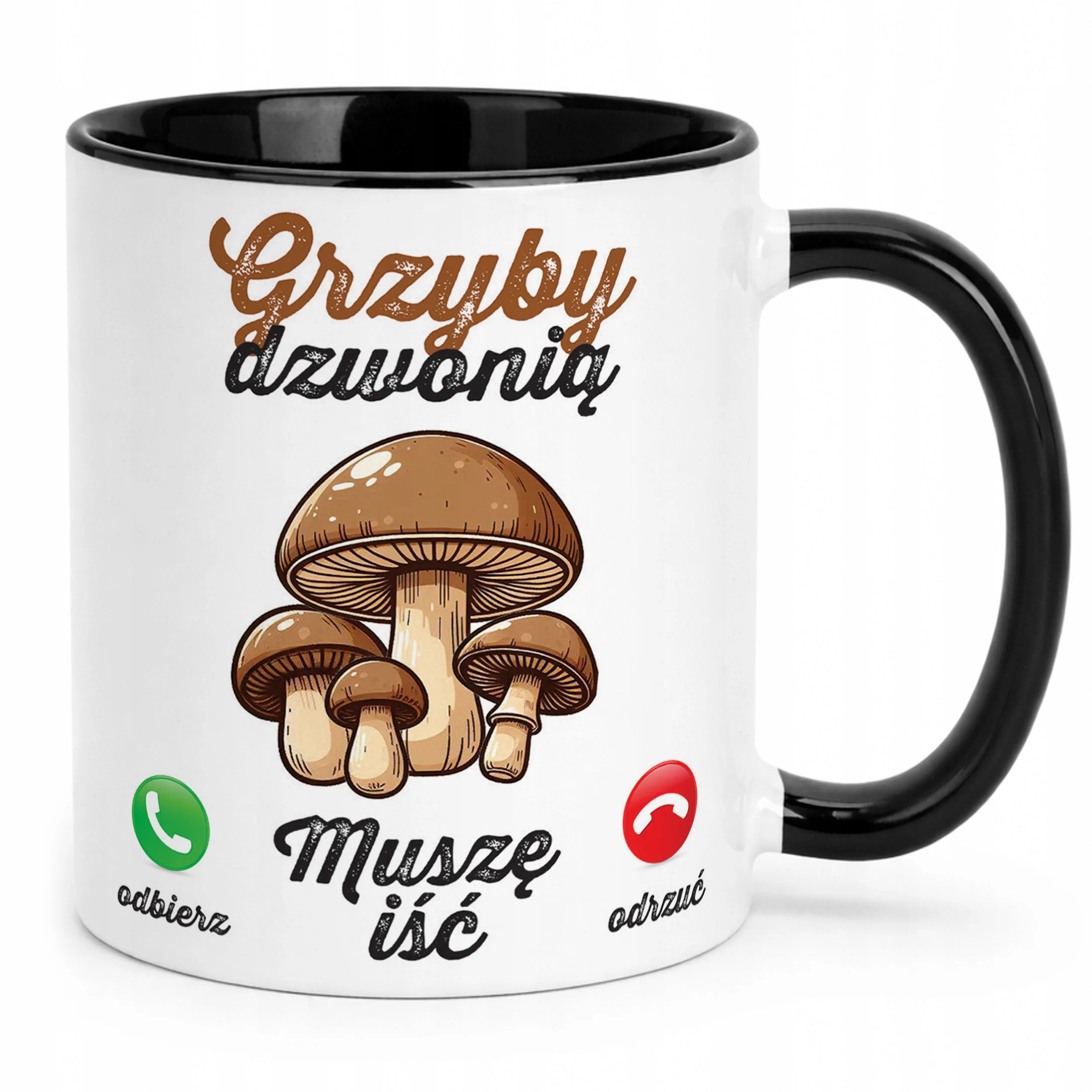 Kubek Czarny Grzyby Dzwonią Dla Grzybiarzy Prezent Upominek
