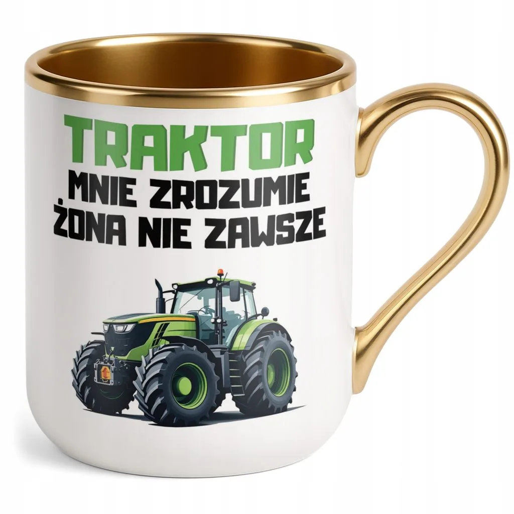 Kubek Premium Złoty Rolnik Dla Rolnika Traktor Zabawny Prezent