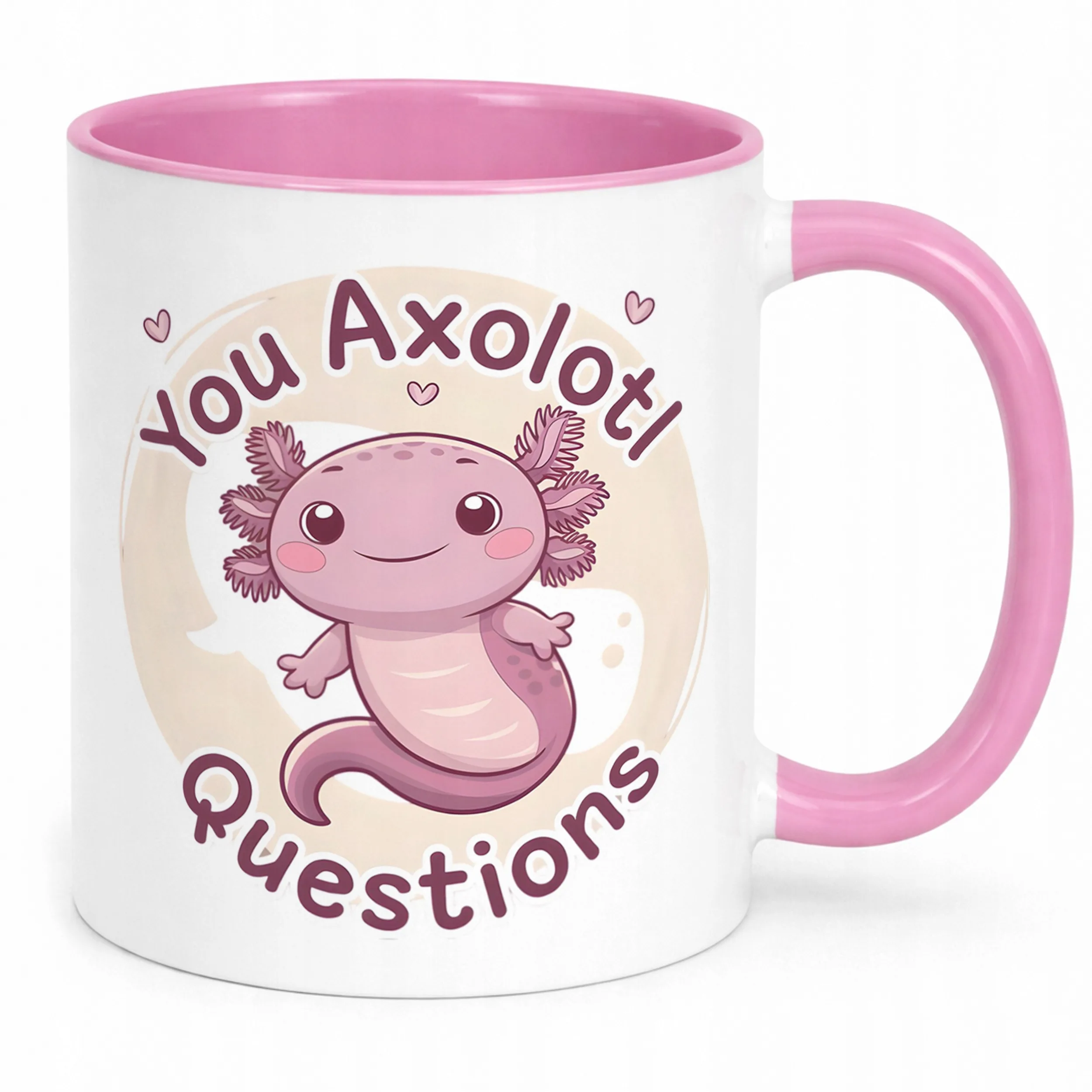 Różowy kubeczek biały środek 330ml Aksolotl Axolotl Różowy Zwierzak Trend