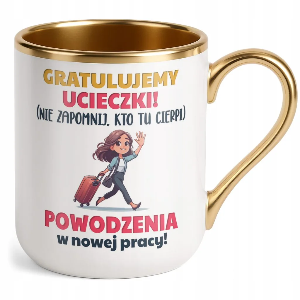 Kubek Premium Złoty Pożeganie Odejście z Pracy Dla Koleżanki Prezent