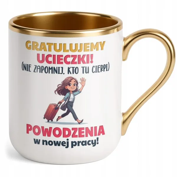 Kubek Premium Złoty Pożeganie Odejście z Pracy Dla Koleżanki Prezent