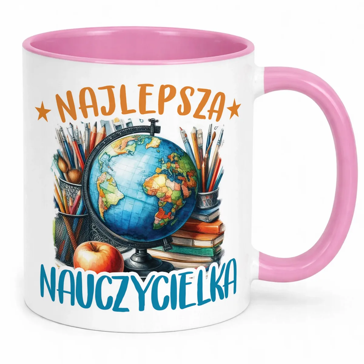 Kubek Różowy Najlepsza Nauczycielka Dzień Nauczyciela Prezent