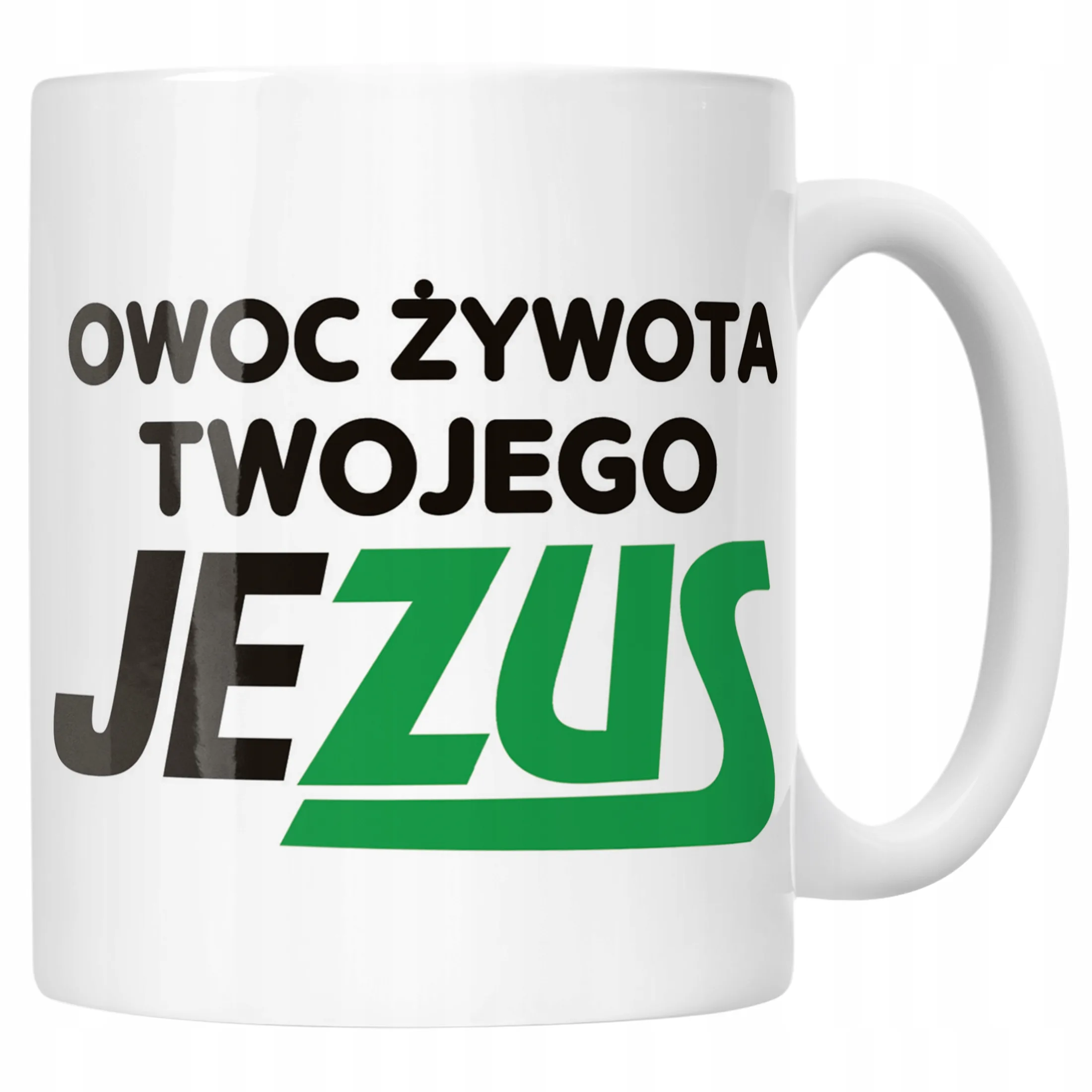 Kubek ceramiczny Owoc Żywota Twojego Jezus Śmieszny Zabawny Prezent