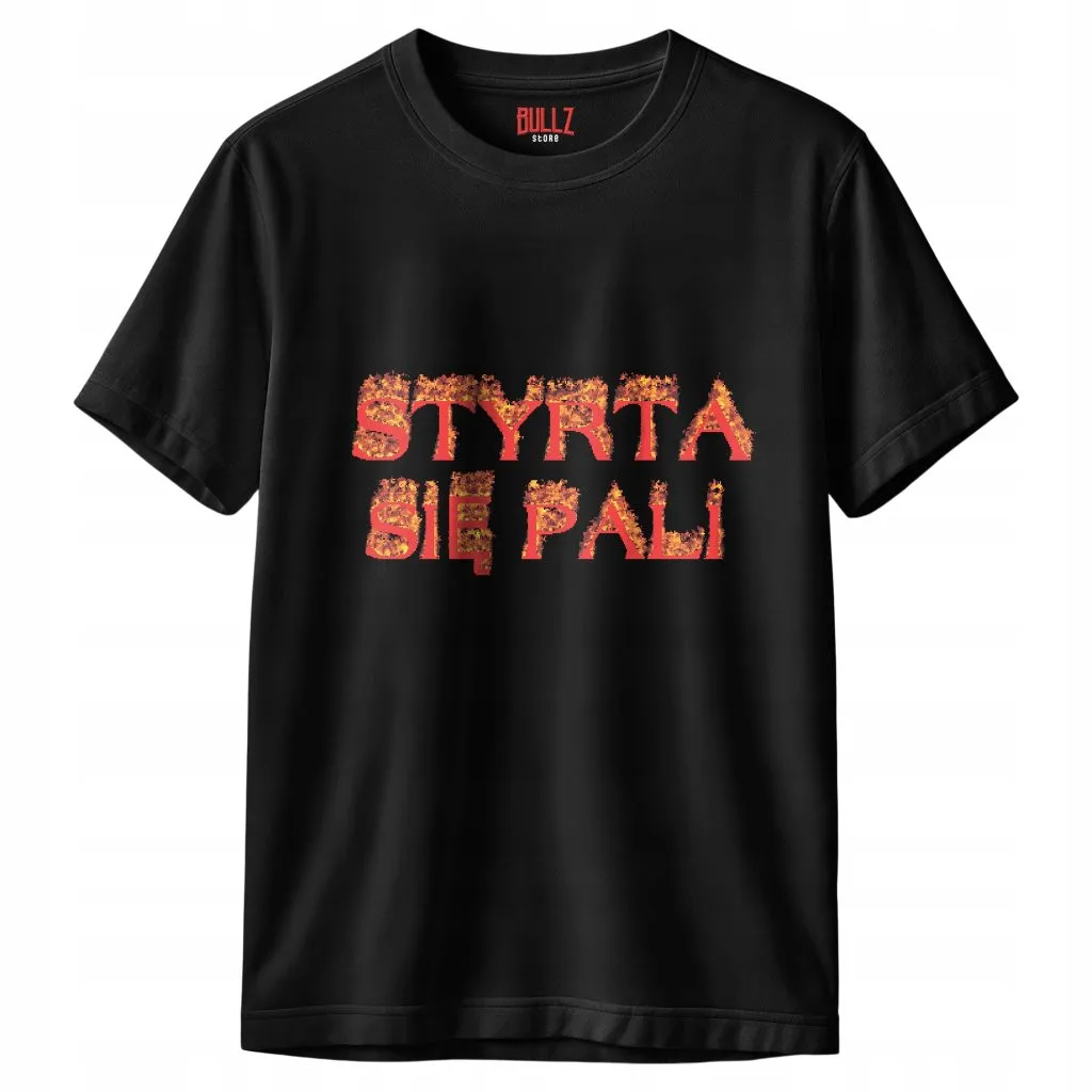 Koszulka czarna męska Styrta Się Pali Memy r. 3XL
