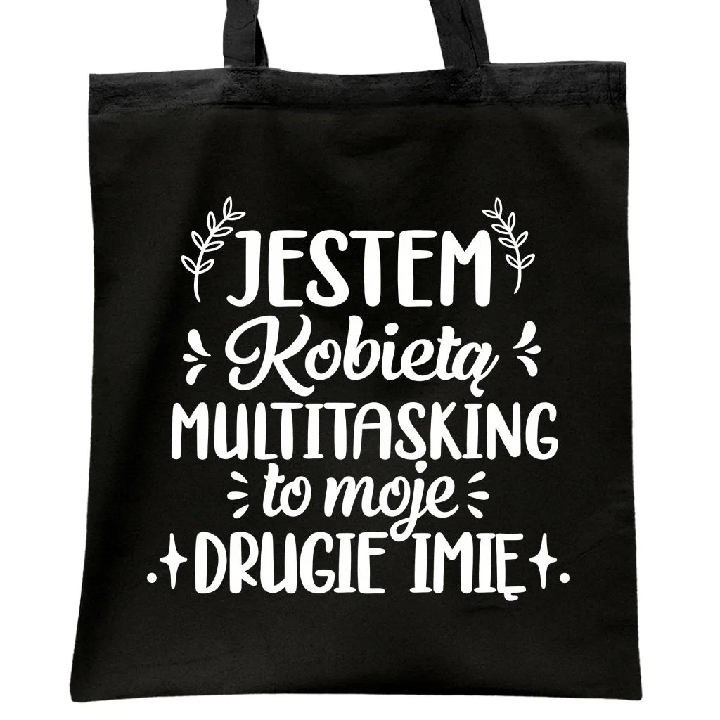 Torba bawełniana czarna na zakupy Dzień Kobiet Dla Kobiety Prezent