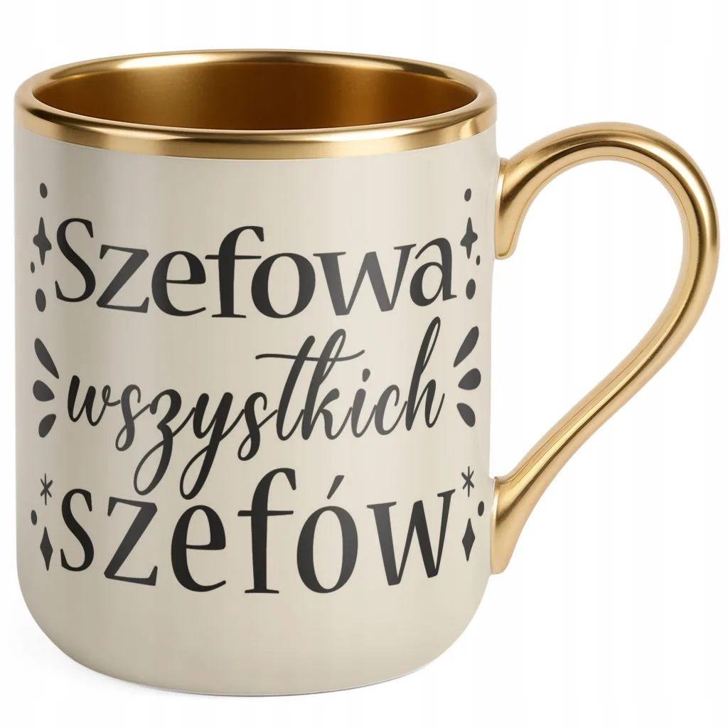 Kubek Premium Złoty Ecru Szefowa Wszystkich Szefów Dla Szefowej Prezent
