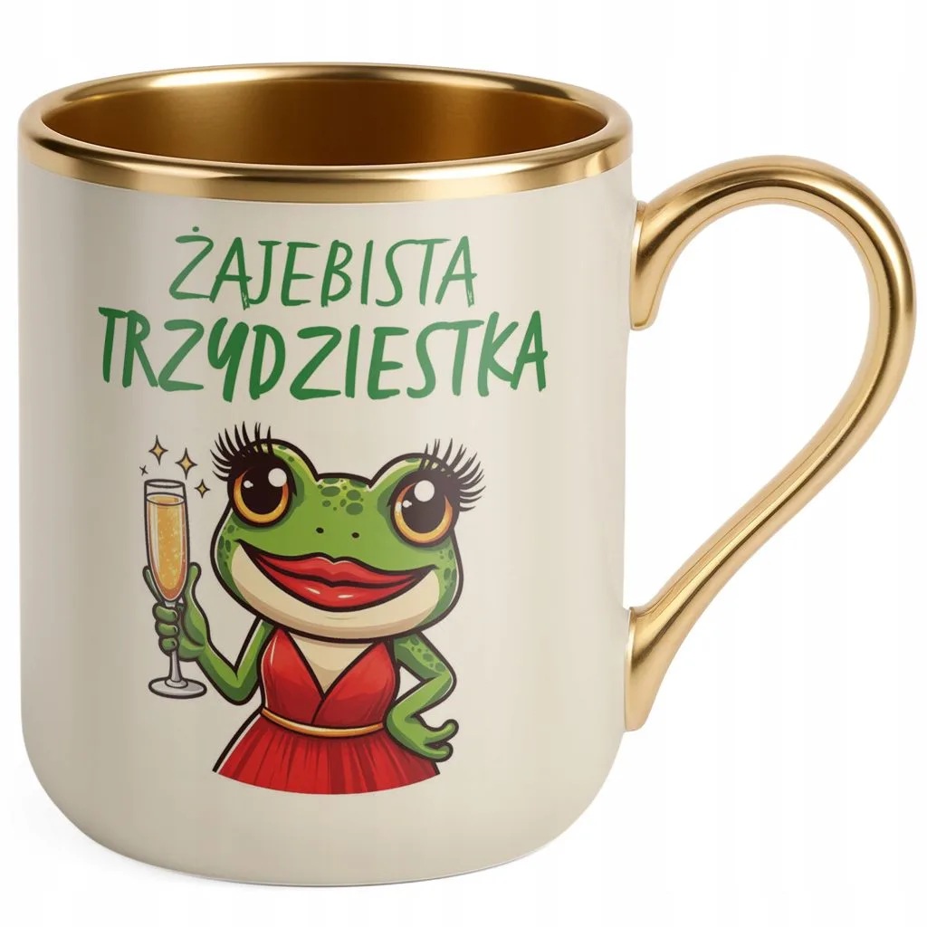 Kubek Premium Złoty Ecru Żajebista 30 Dla Kobiety Na Urodziny Prezent