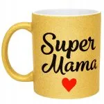 Złoty kubek brokatowy Dzień Matki Dla Mamy Upominek Super Mama