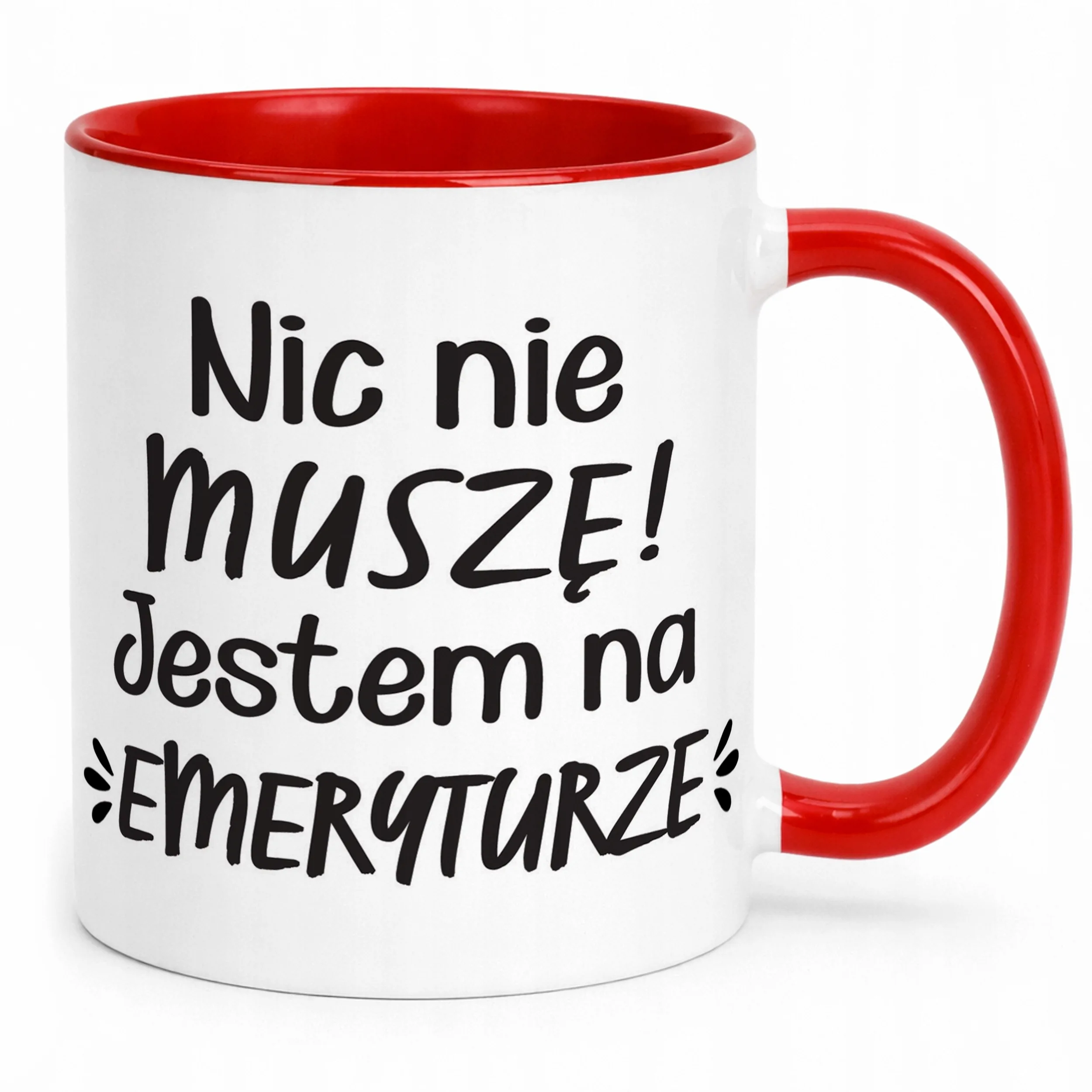 Kubek Czerwony z okazji Emerytury Dla Emeryta Emerytki Prezent Upominek