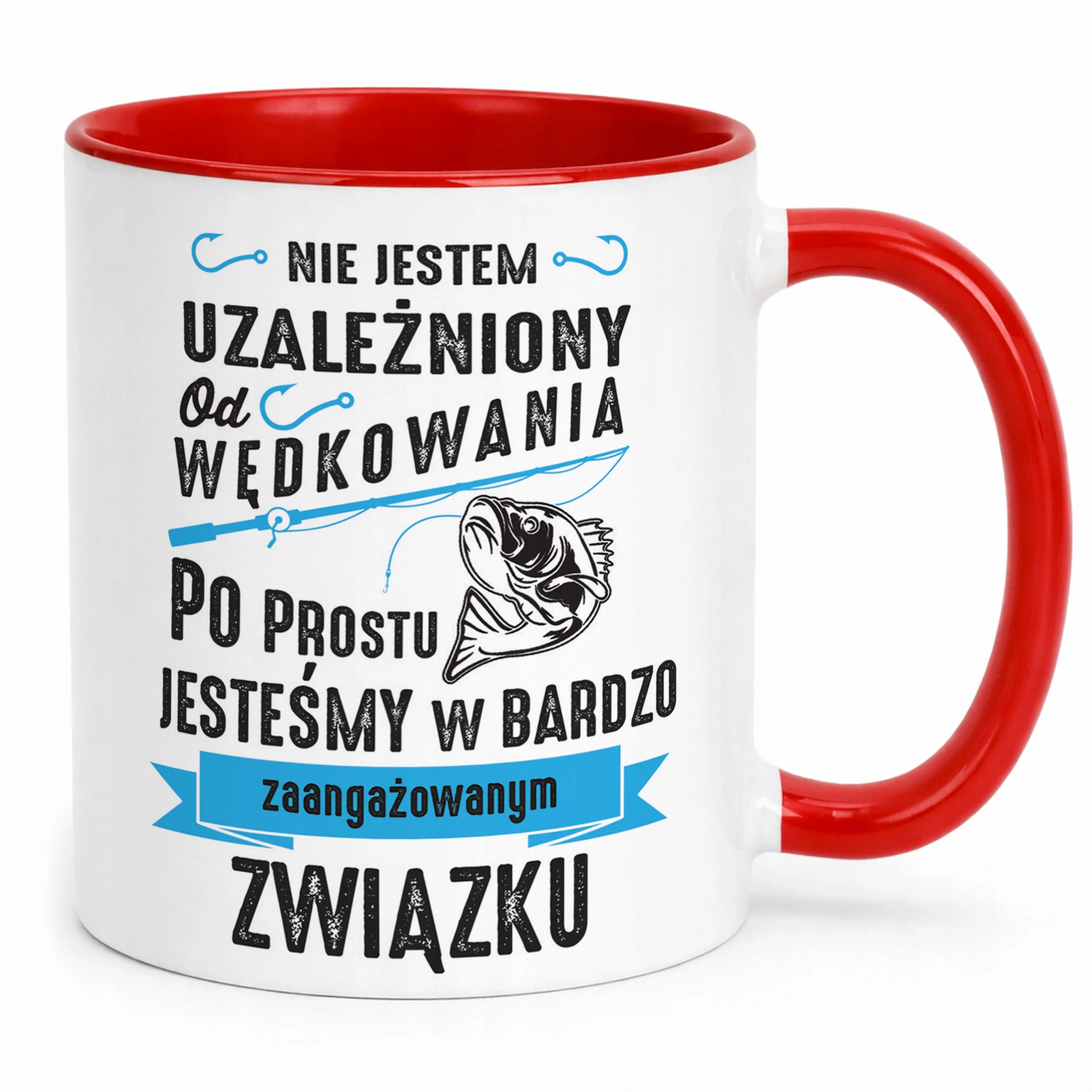 Kubek Czerwony Dla Wędkarza Ryby Wędkowanie Prezent Upominek