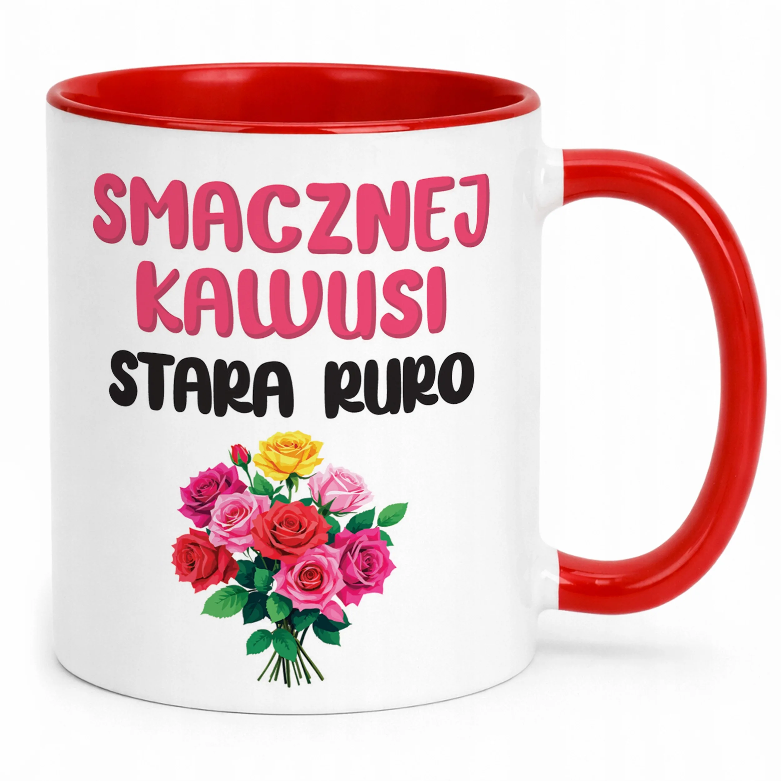 Kubek Czerwony Smacznej Kawus Stara Ruro Śmieszny Zabawny Prezent