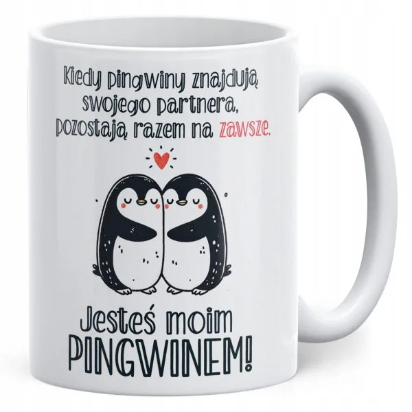 Kubek walentynkowy na Walentynki Jesteś Moim Pingwinem Prezent Upominek