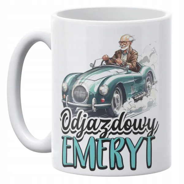 Kubek ceramiczny 330 ml Dla Emeryta Z Okazji Emerytury Prezent Zabawny