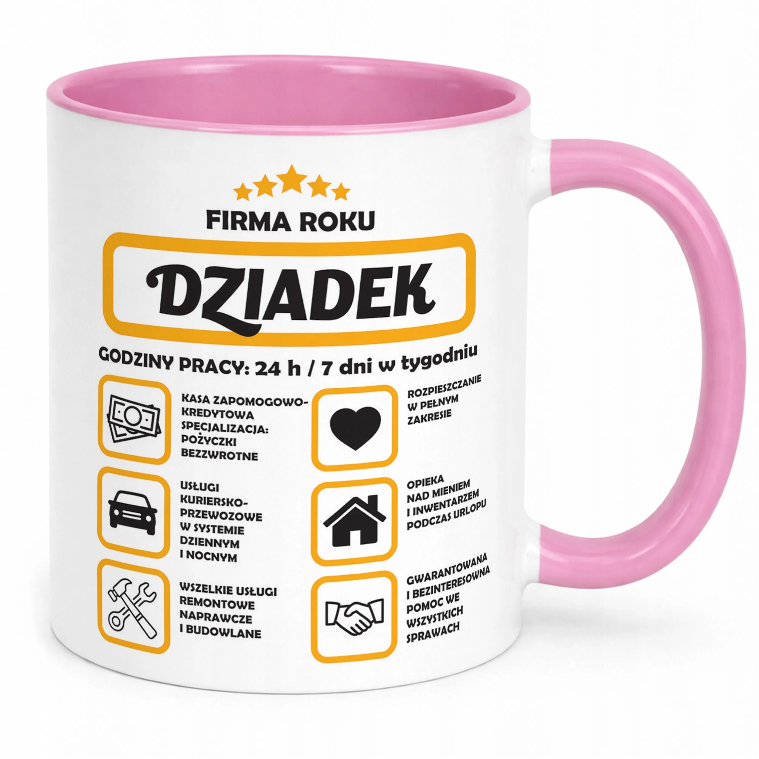 Kubek Różowy Dzień Dziadka Dla Dziadka Prezent Upominek