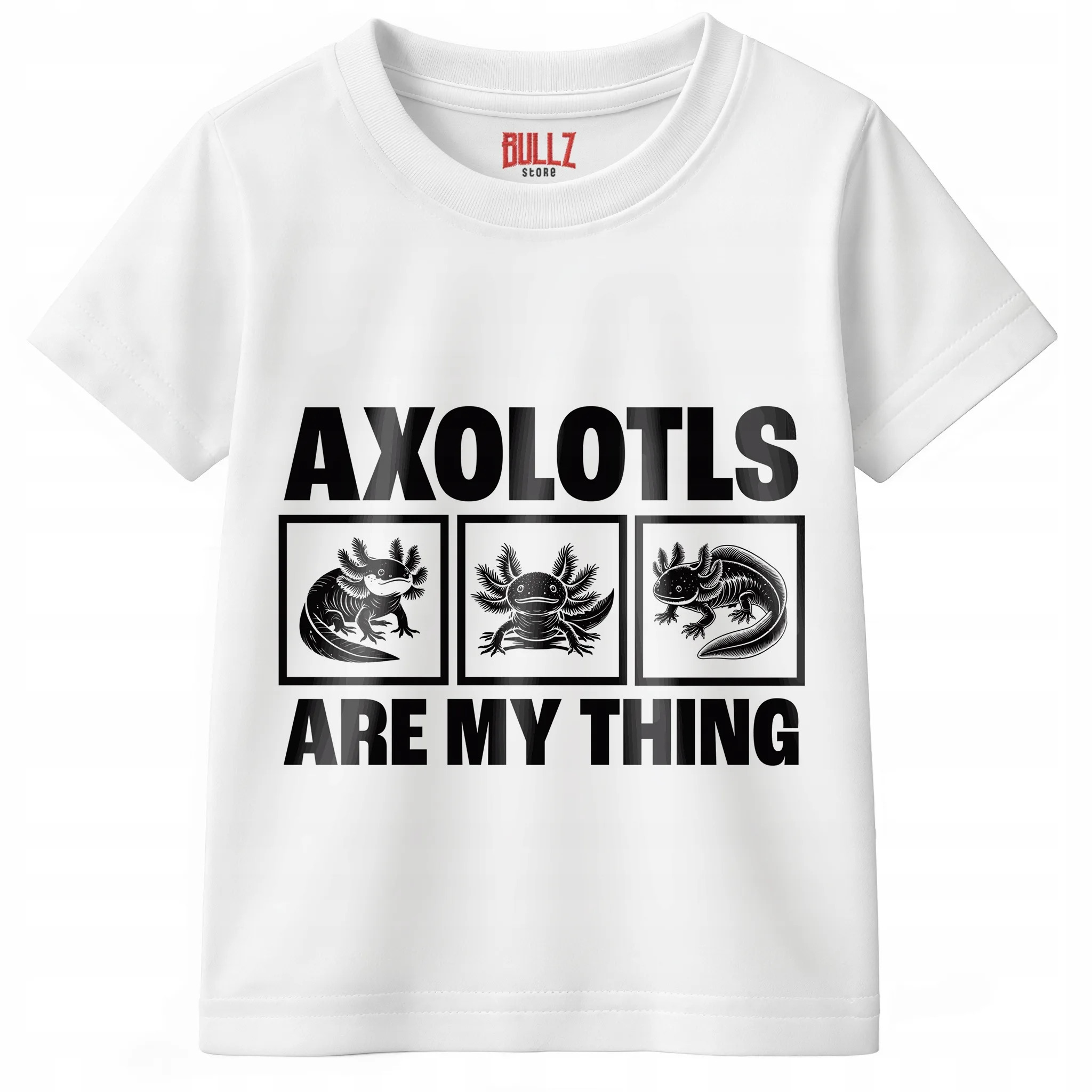 Koszulka dziecięca biała Aksolotl Axolotl Uśmiechnięty Trend