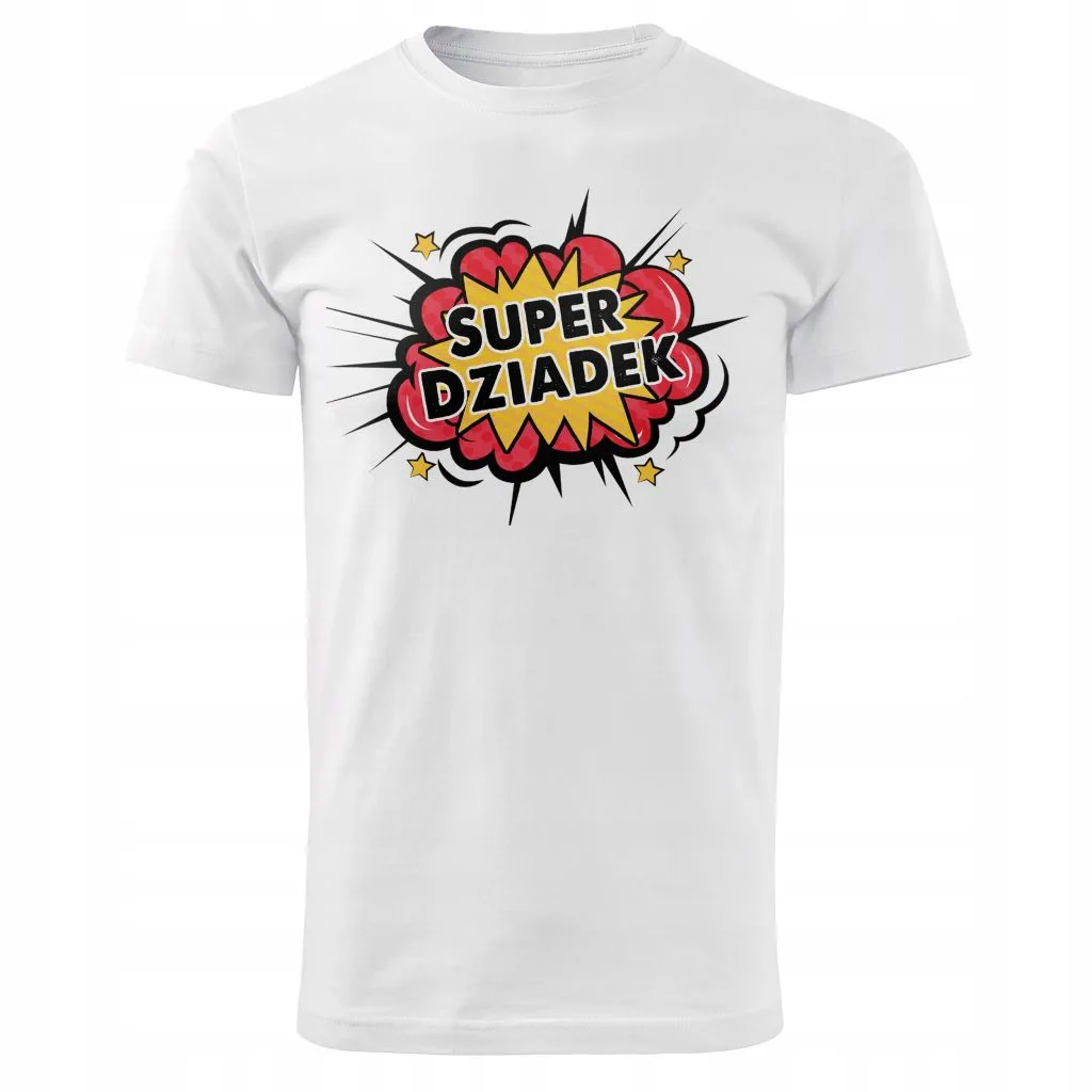 Koszulka Męski T-shirt Na Dzień Dziadka Prezent Super Dziadek