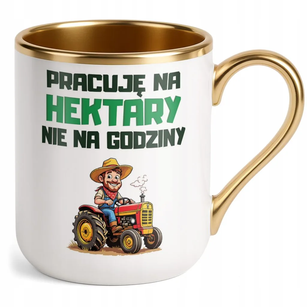 Kubek Premium Złoty Rolnik Dla Rolnika Traktor Zabawny Prezent