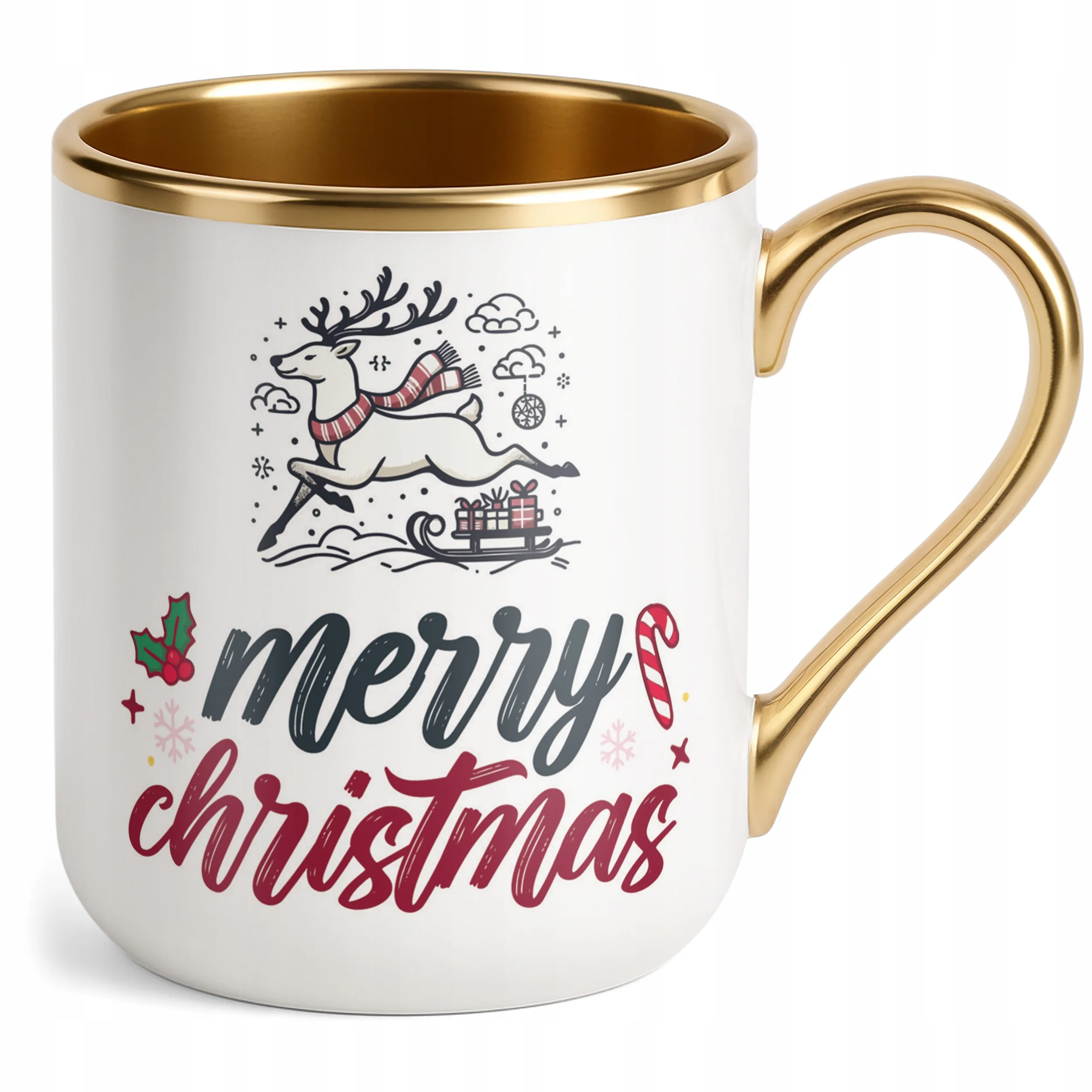 Kubek Premium Złoty Świąteczny Merry Christmas Boże Narodzenie