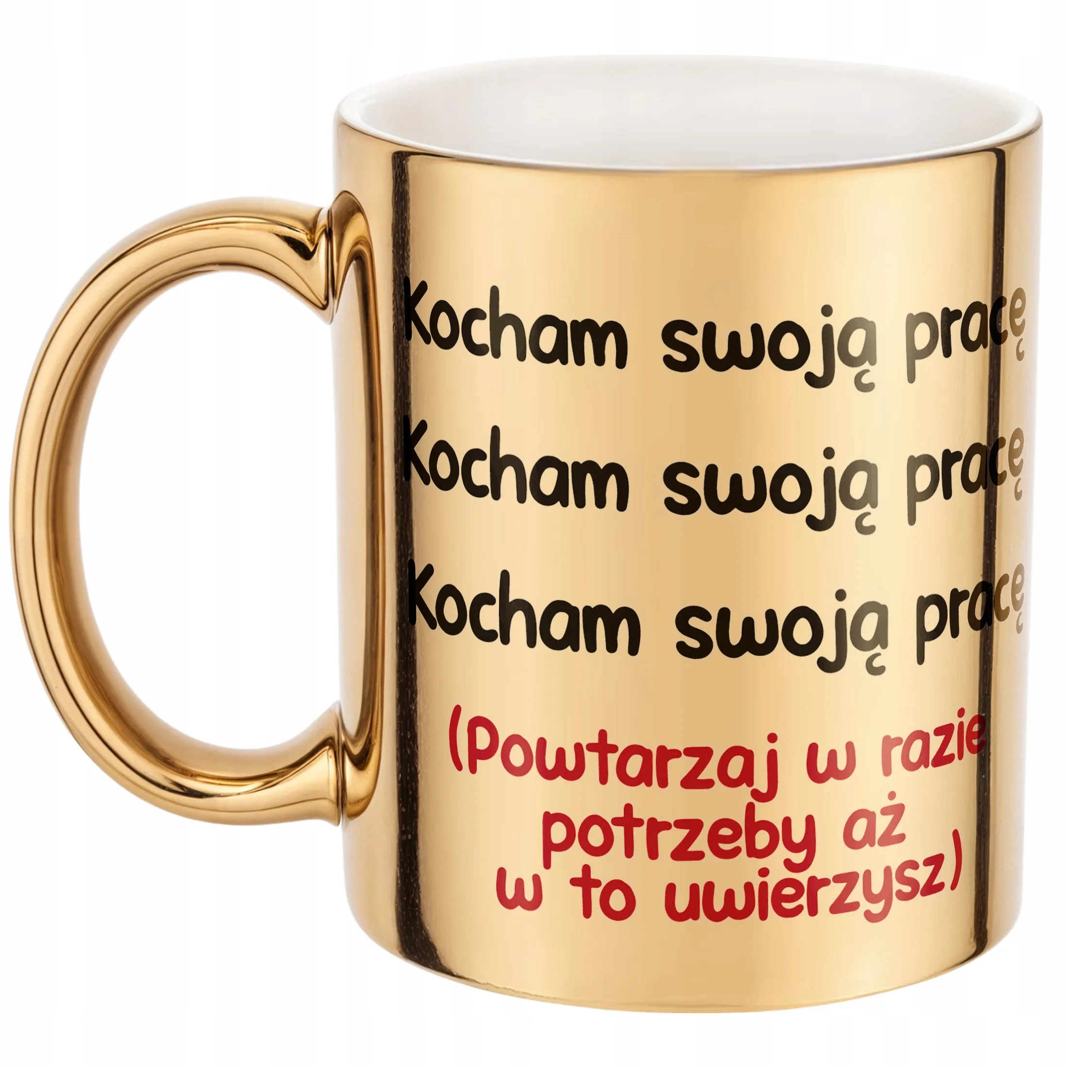 Złoty Kubek Kocham Swoją Pracę Śmieszny Zabawny Prezent