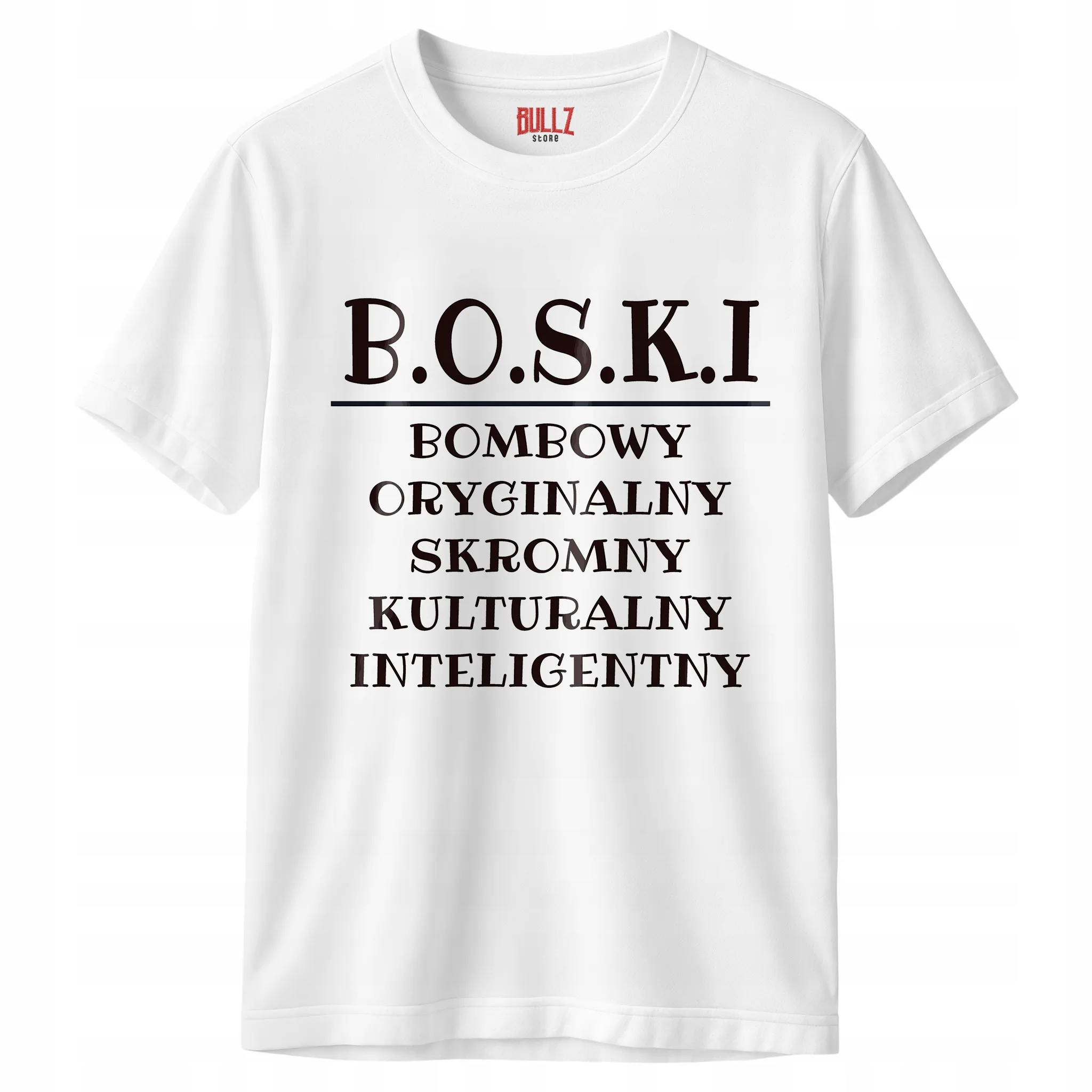 Koszulka biała męska B.O.S.K.I Zabawny Prezent Upominek r. 3XL