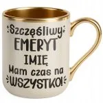 Kubek Premium Złoty Ecru Personalizowany z okazji Emerytury Dla Emeryta
