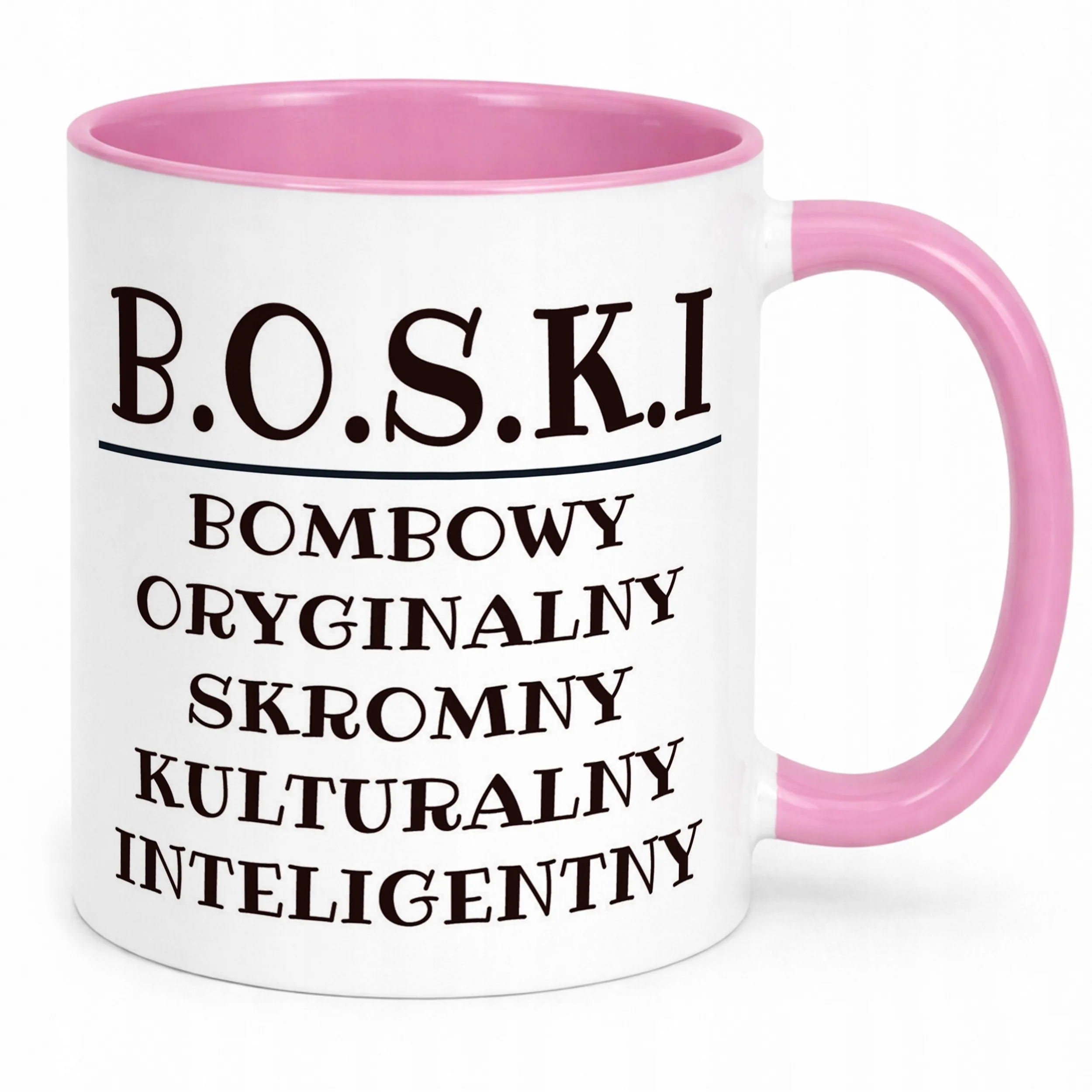 Kubek Różowy B.O.S.K.I Dla Mężczyzny Śmieszny Zabawny Prezent