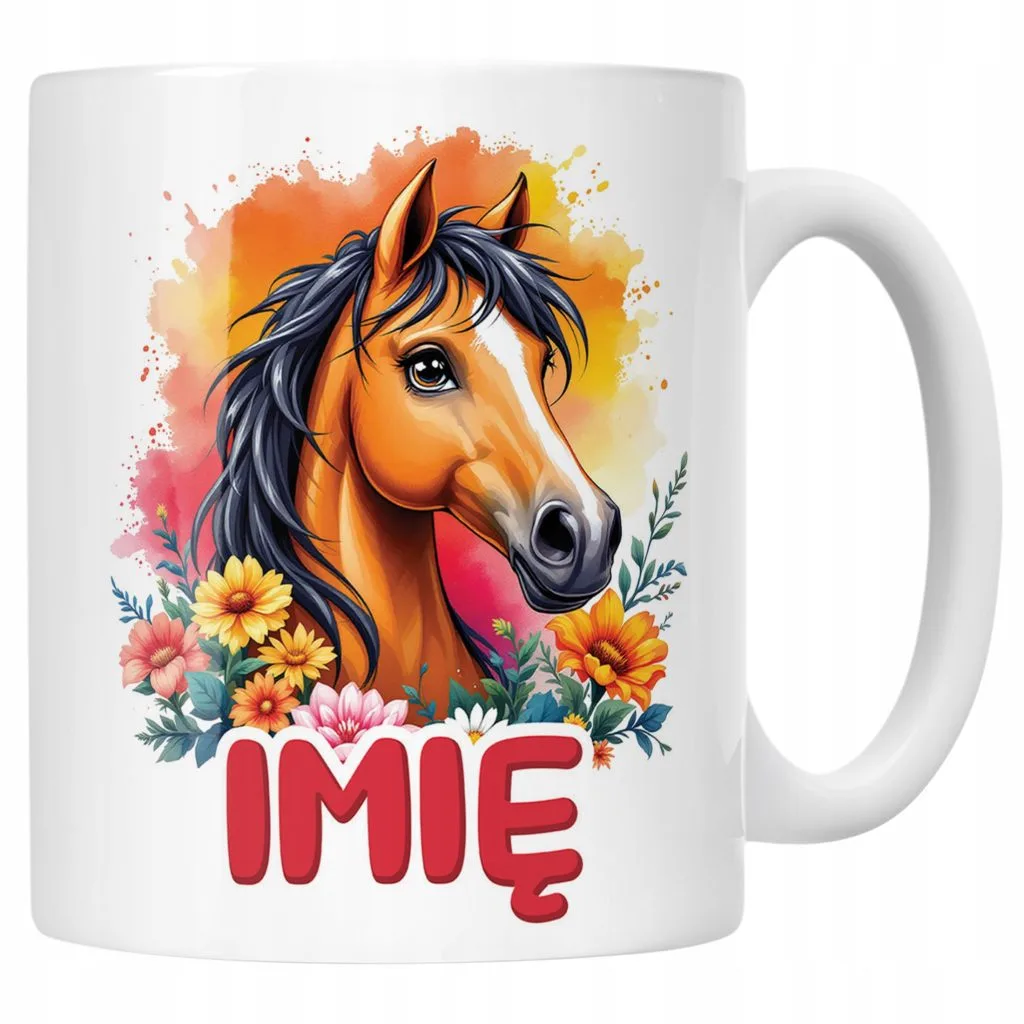Kubek ceramiczny personalizowany Z Koniem Koń Słodki Dla Dzieci