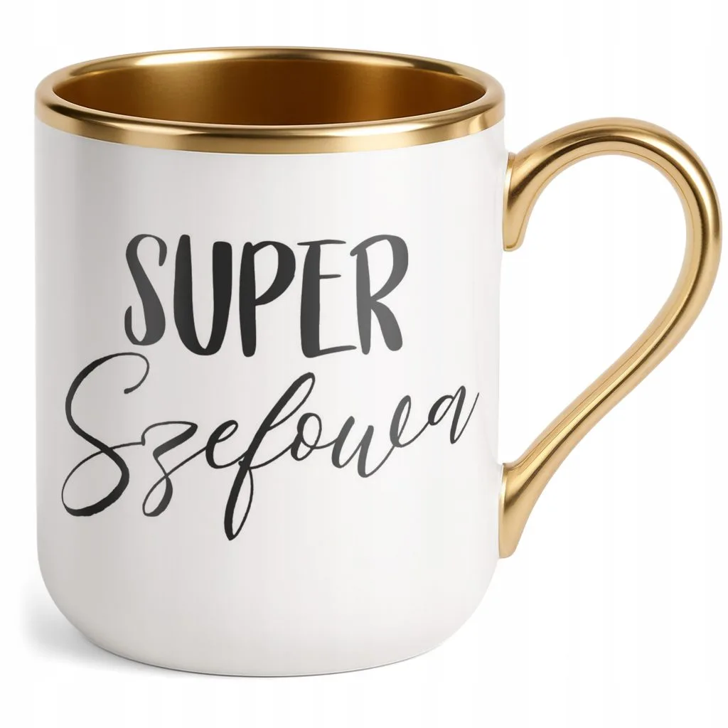Kubek Premium Złoty Super Szefowa Dla Kobiety Praca Prezent