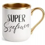 Kubek Premium Złoty Super Szefowa Dla Kobiety Praca Prezent