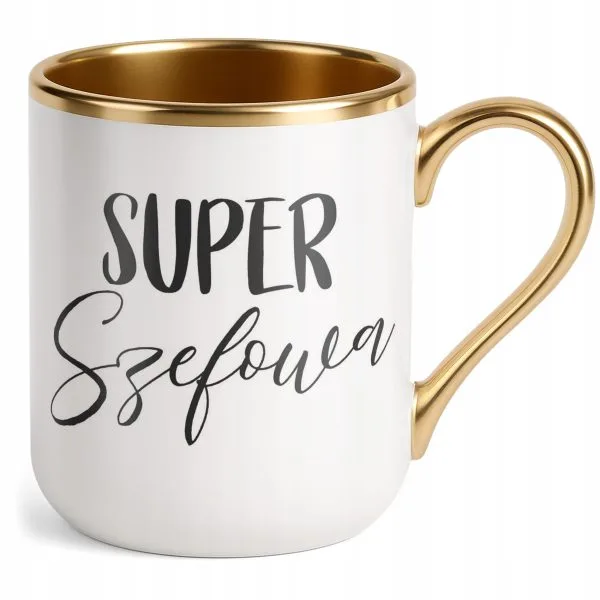 Kubek Premium Złoty Super Szefowa Dla Kobiety Praca Prezent